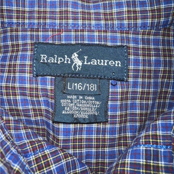 𝅺BOY’S,RALPH Lauren small check, plaid button down shirt excellent condition. - Picture 3 of 4